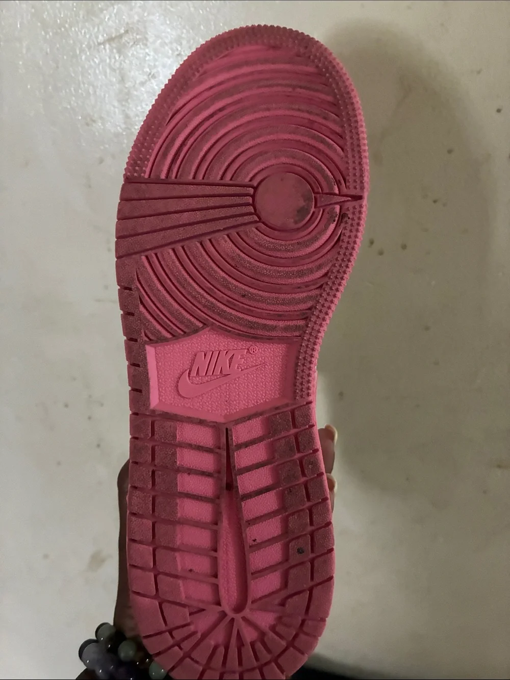 Nike Women’s Pink and White Low-Top Sneakers with Coral Swoosh Jordan 1’s low GS